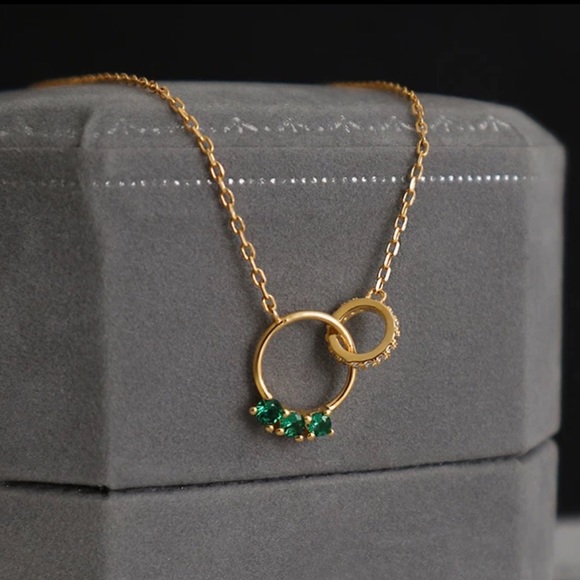 ⚡️Insta green zircon double circle necklace - Picture 3 of 5